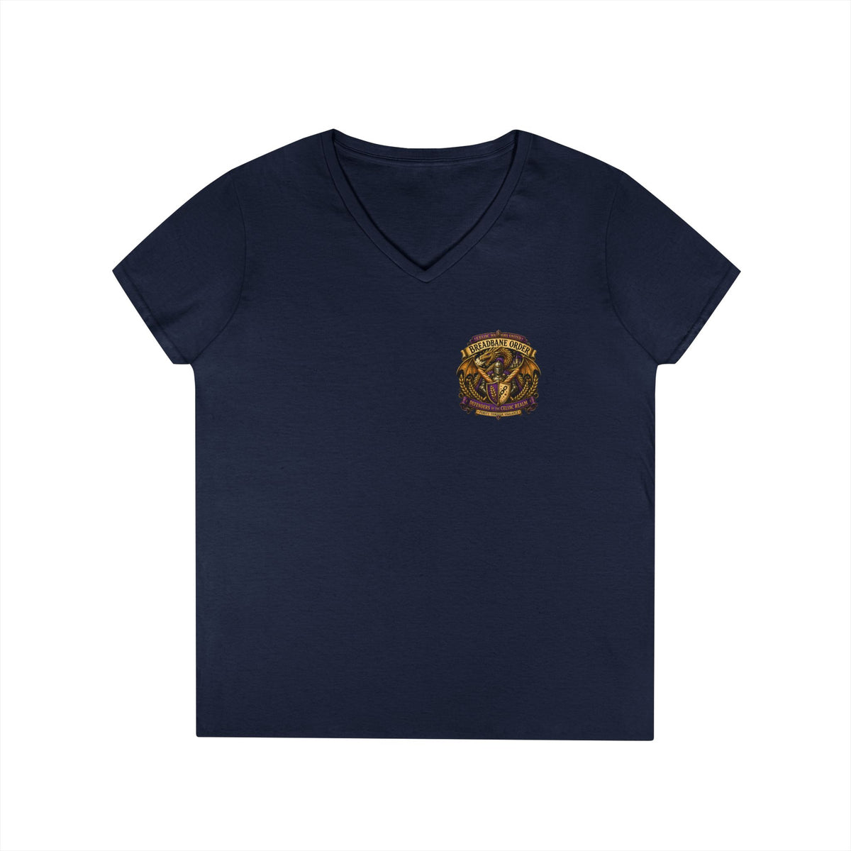 Breadbane Order crest V-Neck T-Shirt | Dragon crest, fantasy guild emblem
