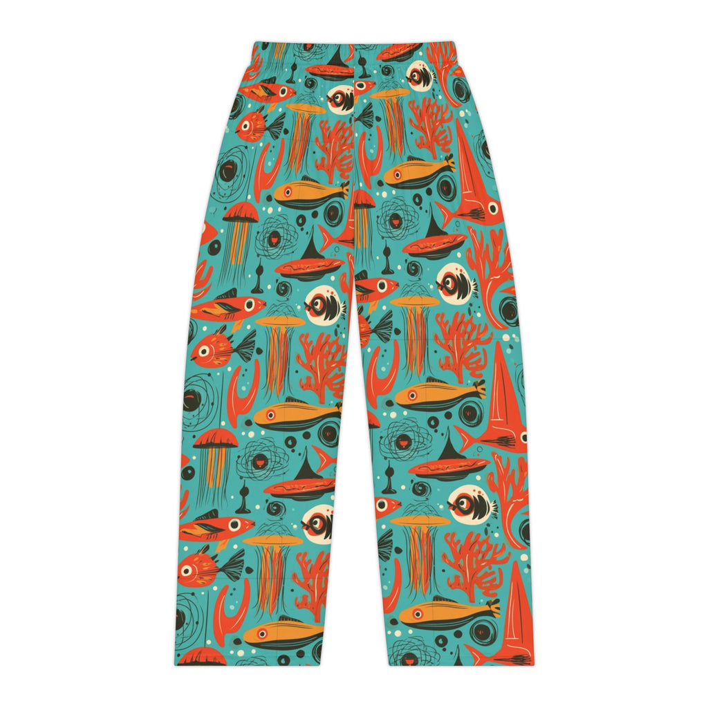 Atomic Aquarium Pajama Pants | Retro Orange Fish & Jellyfish