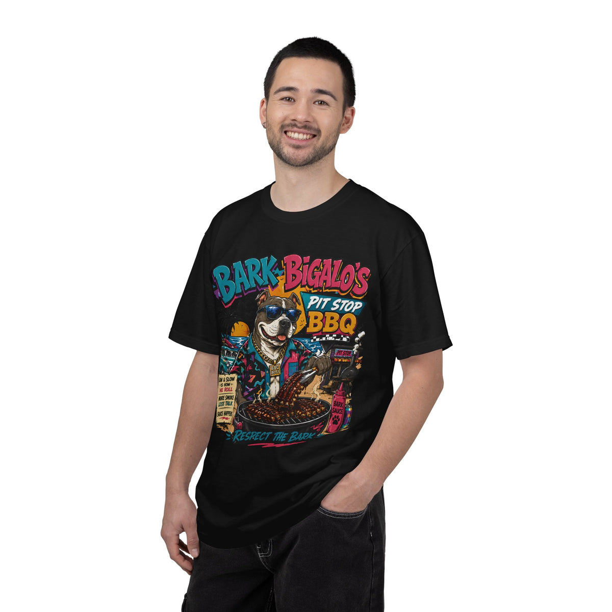 Bark Bigalos Pit Stop BBQ Shirt, Funny Pitbull BBQ Tee, Retro Beach Dog Shirt, Summer Cookout Graphic Tee, BBQ Lover Gift