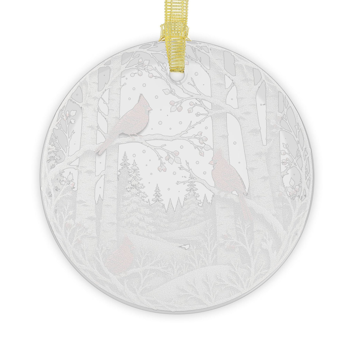 Winter Cardinals Ornament | Layered Birch Forest Christmas Tree Decoration | Nature Lover Holiday Gift