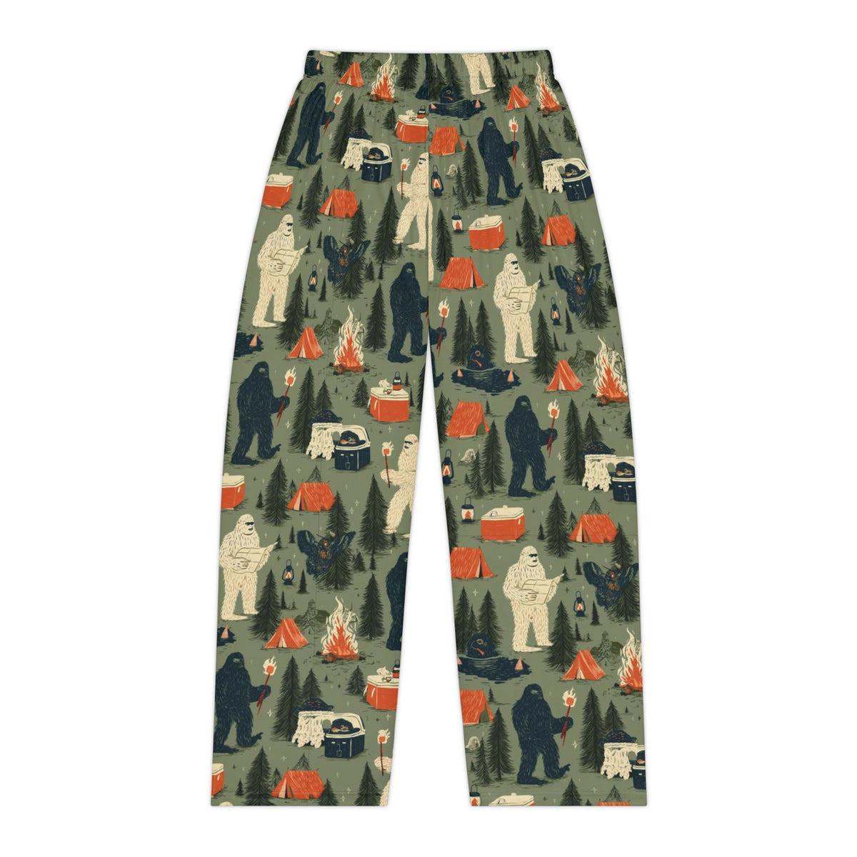 Bigfoot Camping Pajama Pants | Sasquatch Yeti Campfire Print