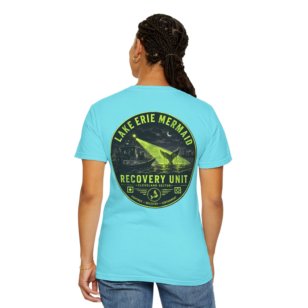 Lake Erie Mermaid Recovery Unit Shirt, Midwest Cryptid Tee, Great Lakes Monster Shirt, Neon Horror Graphic Tee, Cleveland Ohio Cryptid Gift