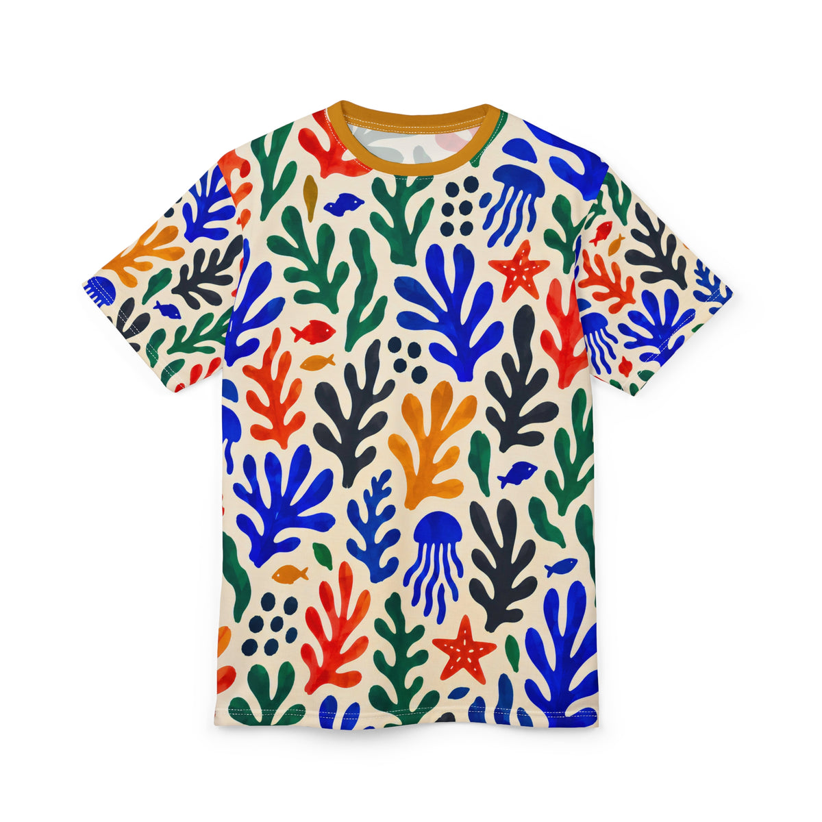 Colorful Seaweed & Jellyfish Pattern Tee | All-Over Print Shirt