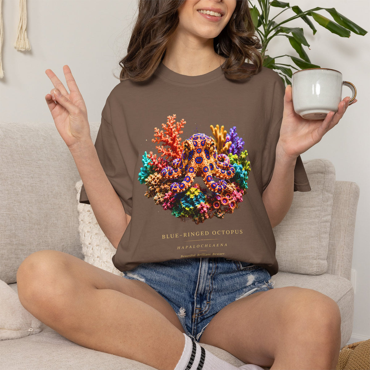 Blue-Ringed Octopus Shirt | Hapalochlaena Marine Biology Tee | Colorful Coral Reef Nature Shirt | Ocean Wildlife Gift | Comfort Colors 1717