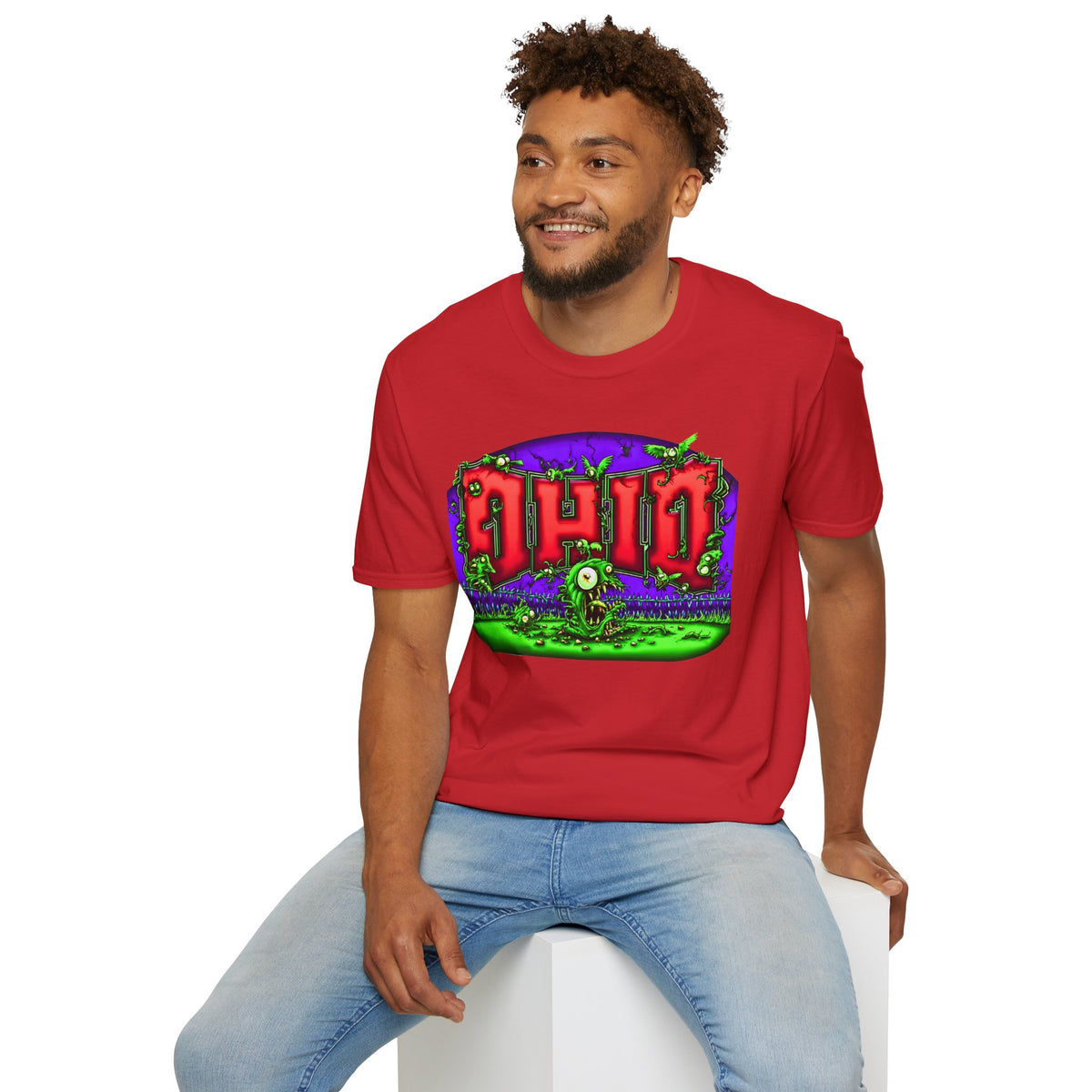 Ohio Monster Shirt, Neon Horror Graphic Tee, Creepy Creature Ohio T-Shirt, Gothic Streetwear, Retro Monster Art Shirt, Midwest Punk Tee