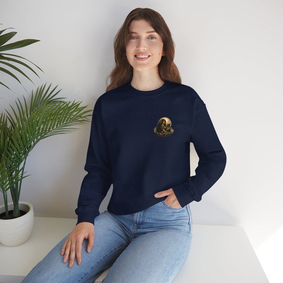 Mermaid Vintage Poster Crewneck Sweatshirt | Murky Pearl