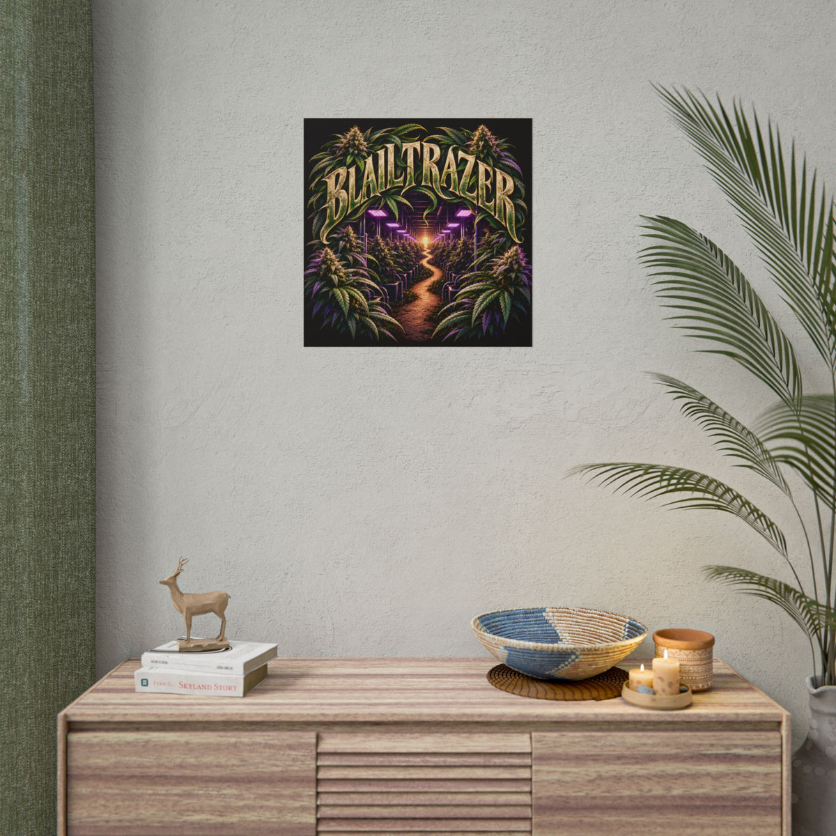 Blailtrazer Cannabis Grow Room Poster, Psychedelic Weed Wall Art, Stoner Decor, 420 Gift, Neon Marijuana Print