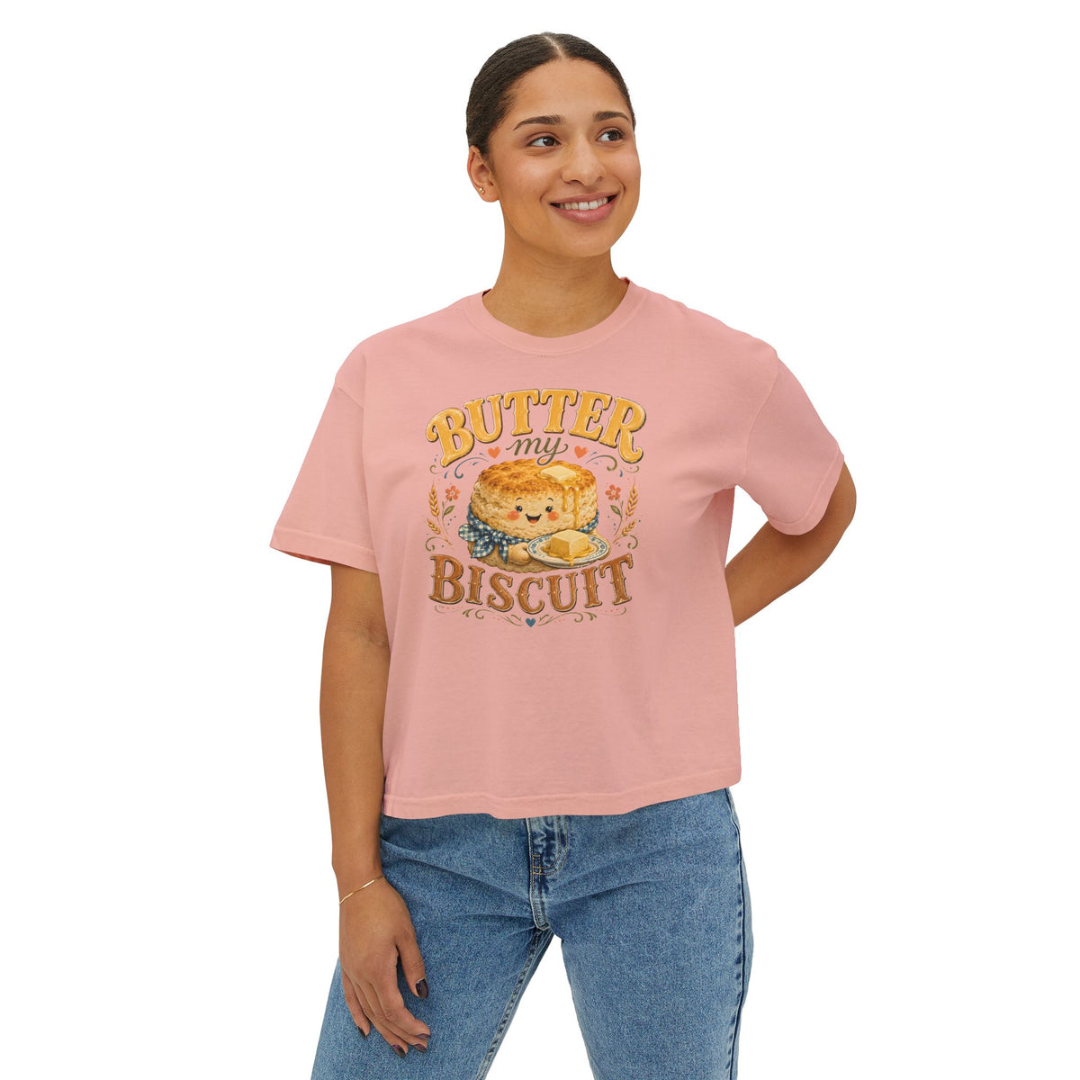 Butter My Biscuit Tee | Cute Biscuit Character, Retro Typography