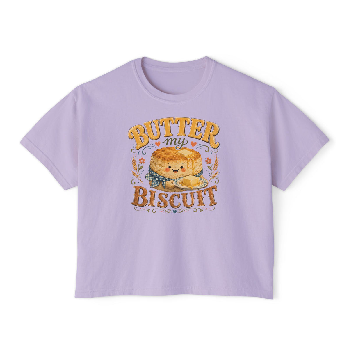 Butter My Biscuit Tee | Cute Biscuit Character, Retro Typography