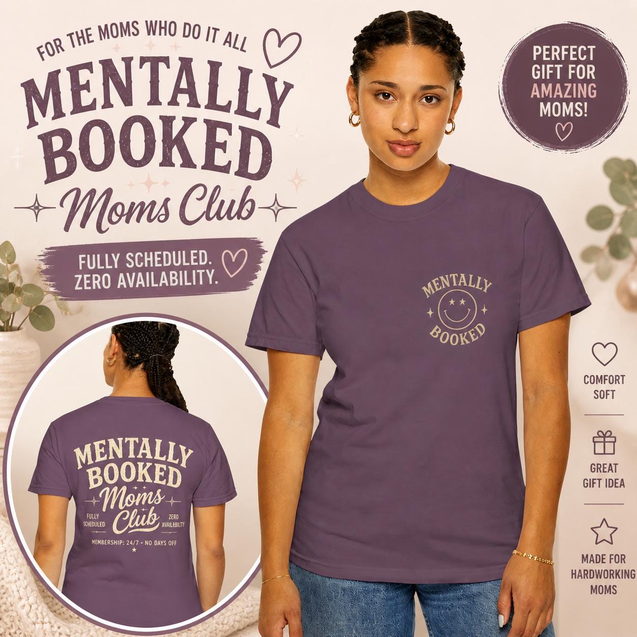 Mentally Booked Moms Club Shirt, Vintage Collegiate Style, Motherhood Humor Tee