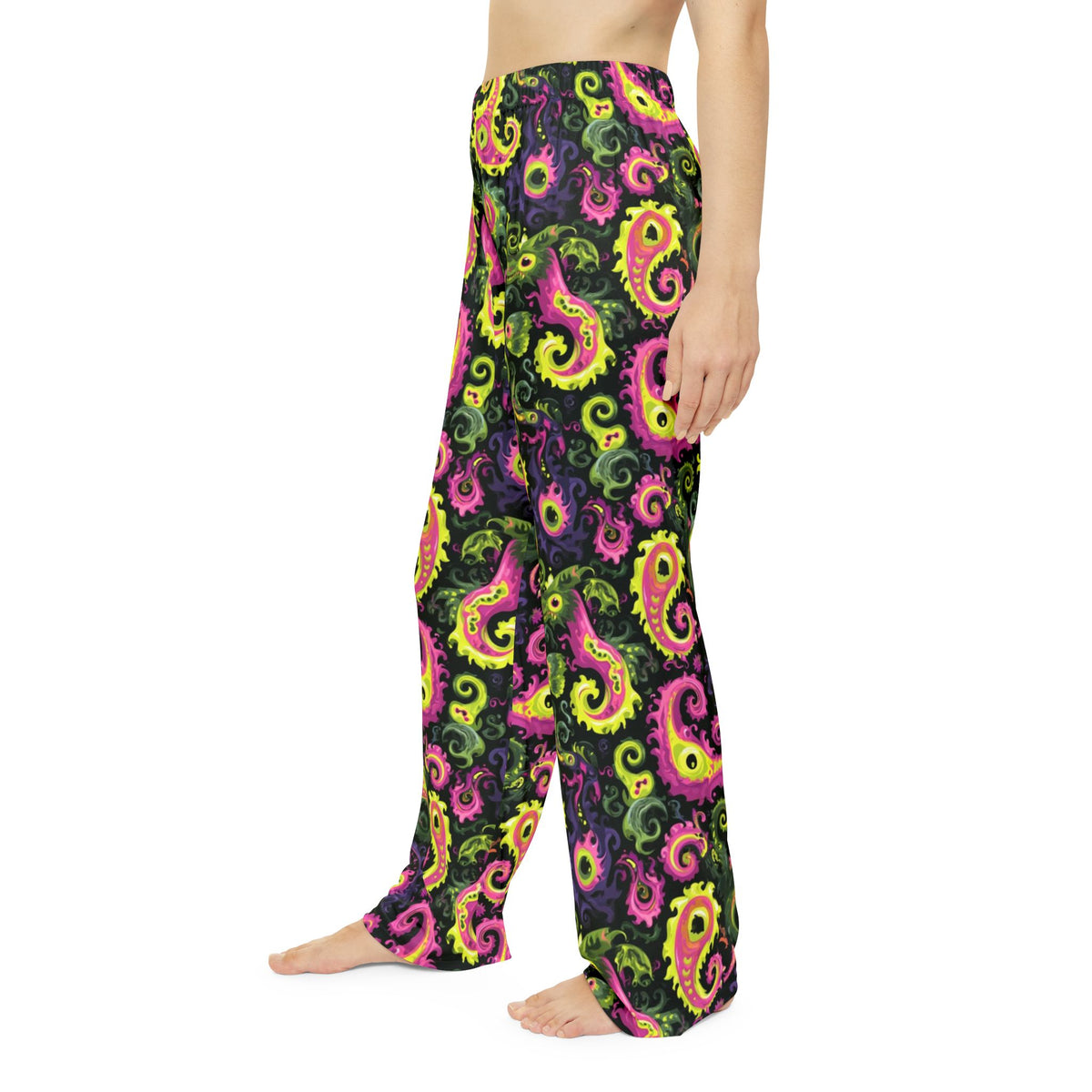 Neon Monster Paisley Pajama Pants | Pink Green Psychedelic Eyes