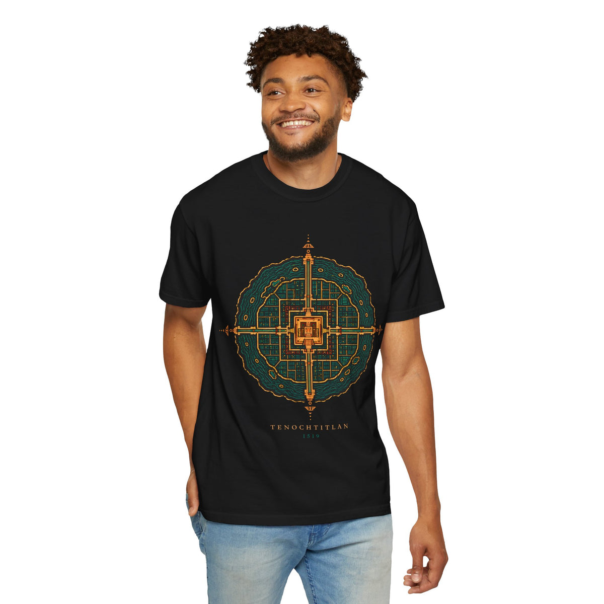 Tenochtitlan 1519 Shirt, Aztec Sacred Geometry Tee, Ancient Mexico Map Shirt, Lake Texcoco Graphic Tee, Anthropology Streetwear