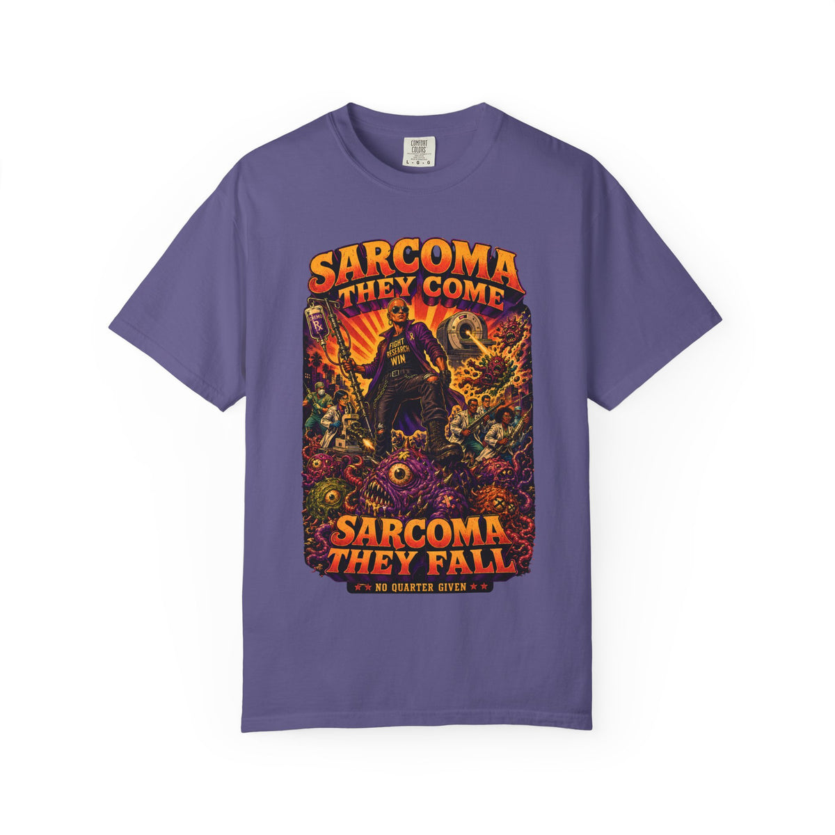Sarcoma They Come Sarcoma They Fall Shirt | Vintage Grindhouse Horror Poster Tee | Sarcoma Awareness Gift | Fight Research Win