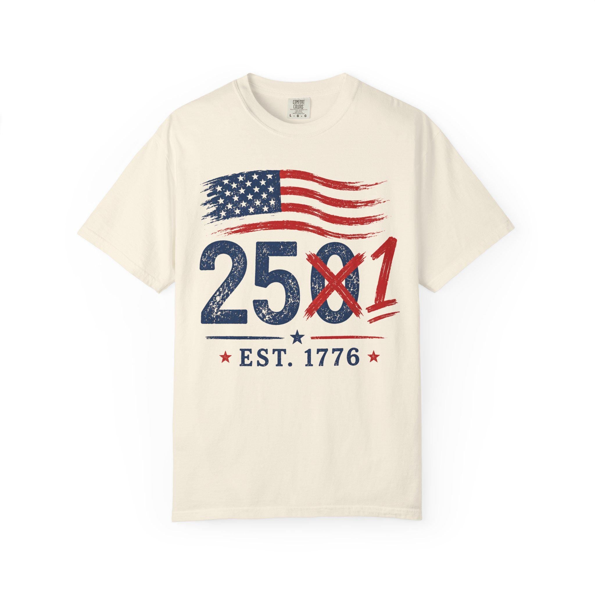 4th of July 2027 Comfort Colors 251 EST 1776 Distressed Flag Graphic Tee
