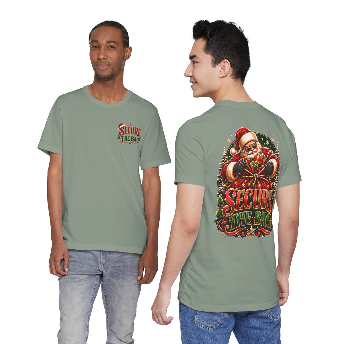 Bella Canvas 3001 Christmas Shirt, Secure The Bag Santa Tee, Funny Holiday Shirt, Christmas Graphic Tee, Santa Claus Gift