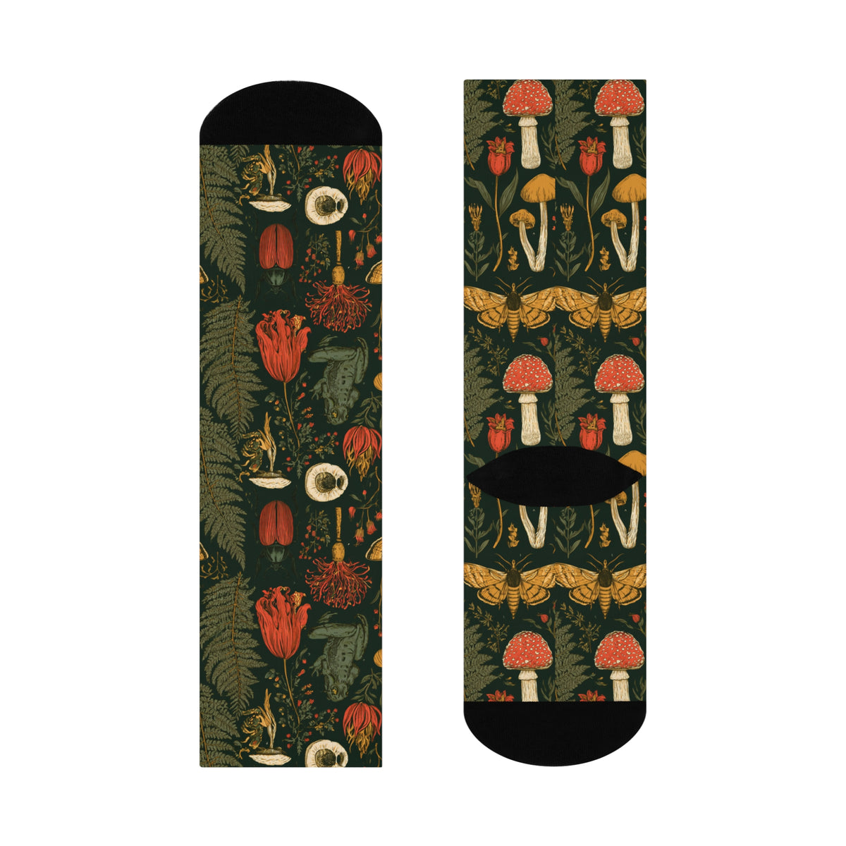 Cabinet of Curiosities Crew Socks | Fern Moth Mushroom Print