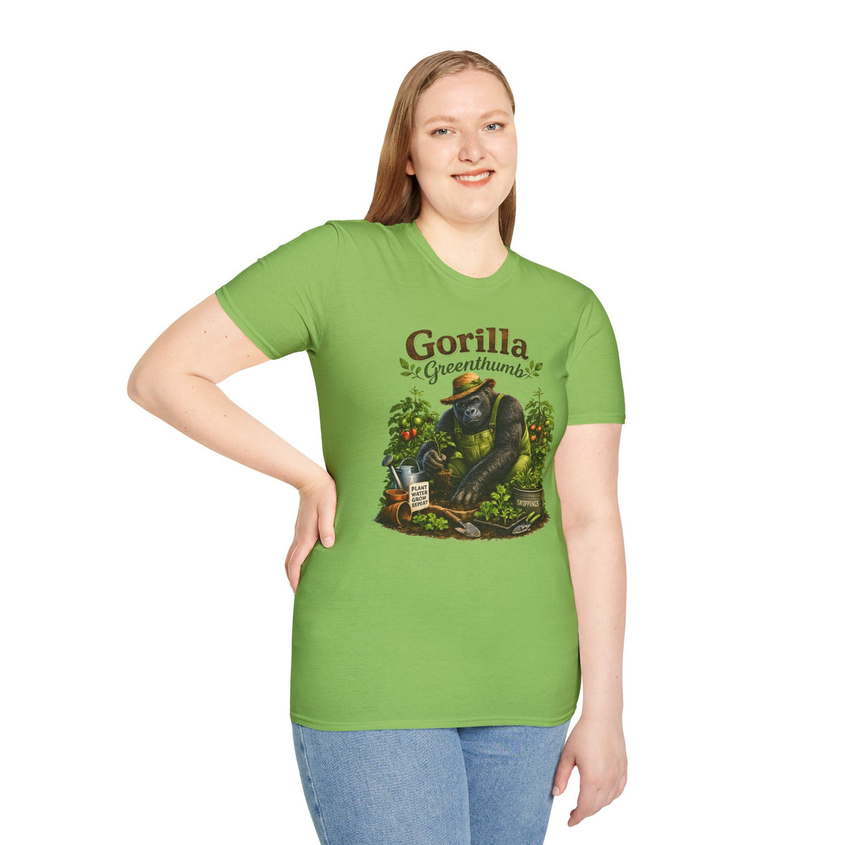 Gorilla Gardening Shirt, Funny Plant Lover Tee, Garden Humor T-Shirt, Botanical Graphic Tee, Gift for Gardeners, Unisex Softstyle Shirt