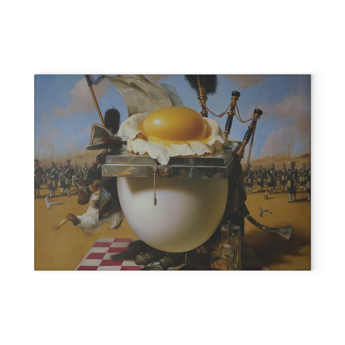 Surreal Egg Glass Cutting Board, Dali Inspired Kitchen Decor, Dreamlike Food Art Board, Unique Gift for Art Lovers