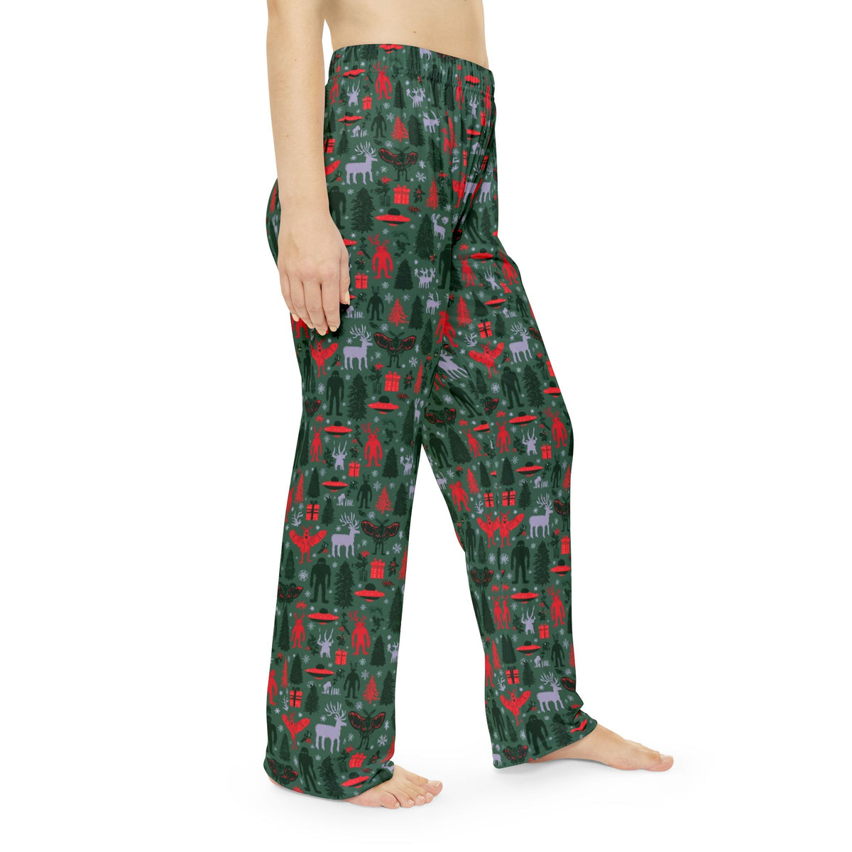 Dark Cryptid Christmas Pajama Pants | Mothman Bigfoot UFO