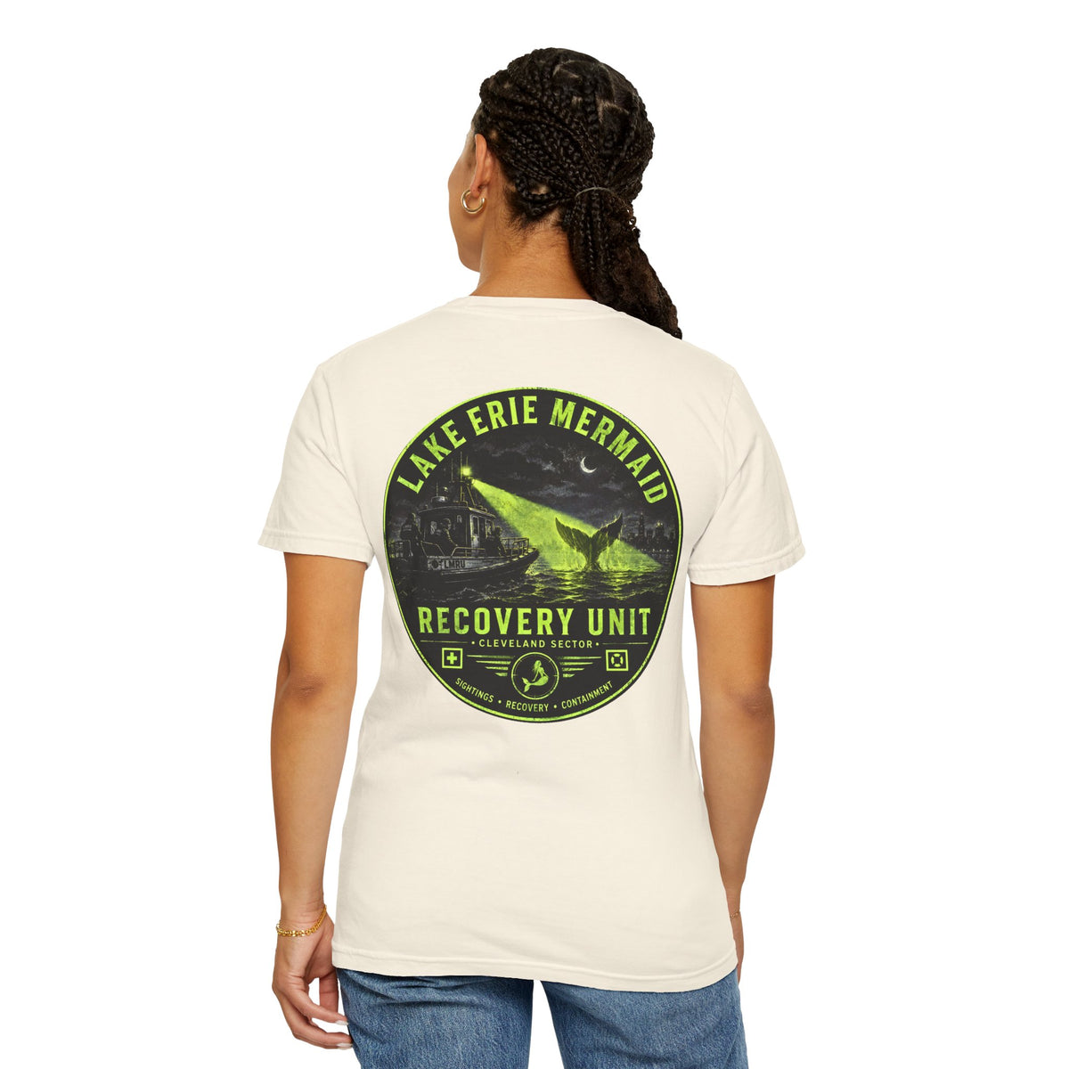 Lake Erie Mermaid Recovery Unit Shirt, Midwest Cryptid Tee, Great Lakes Monster Shirt, Neon Horror Graphic Tee, Cleveland Ohio Cryptid Gift