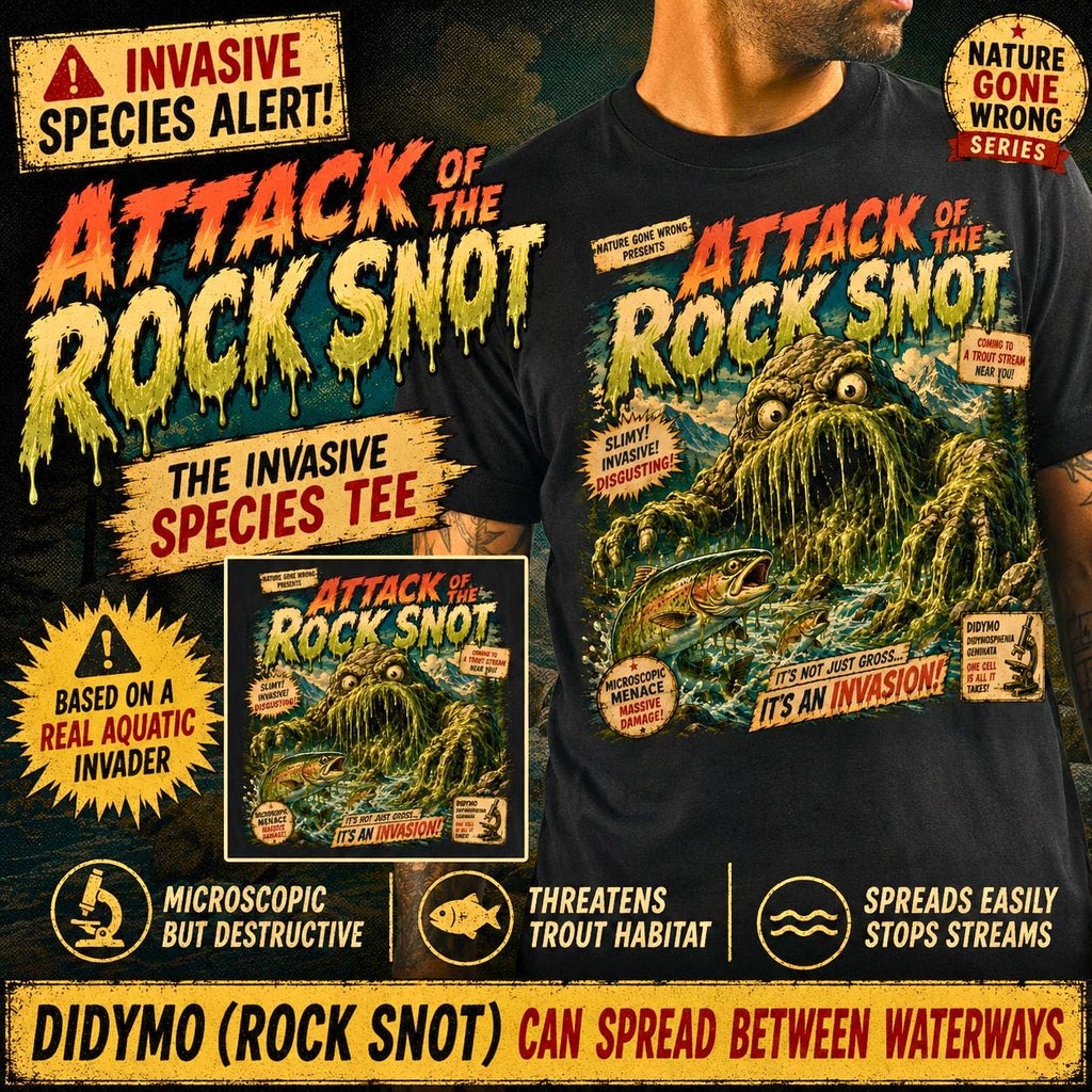 Attack of the Rock Snot Invasive Species Tee, Didymo Conservation Shirt