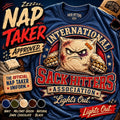 International Sack Hitters Association Nap Taker Shirt, Vintage Sleep League Graphic, Insomnia Humor Tee