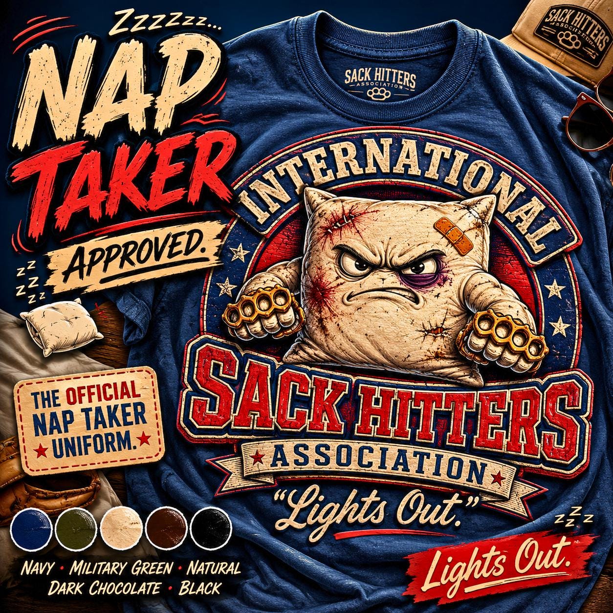 International Sack Hitters Association Nap Taker Shirt, Vintage Sleep League Graphic, Insomnia Humor Tee