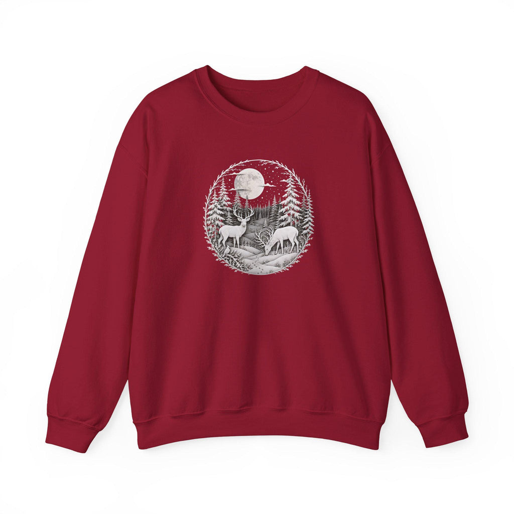 Moonlit Forest Deer Sweatshirt, Woodland Nature Crewneck, Winter Wildlife Apparel