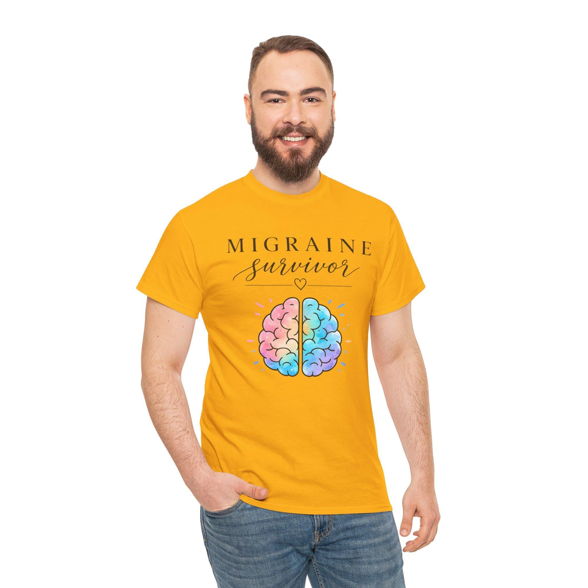 Migraine Survivor Shirt | Colorful Brain Graphic Tee, Mental Health Awareness
