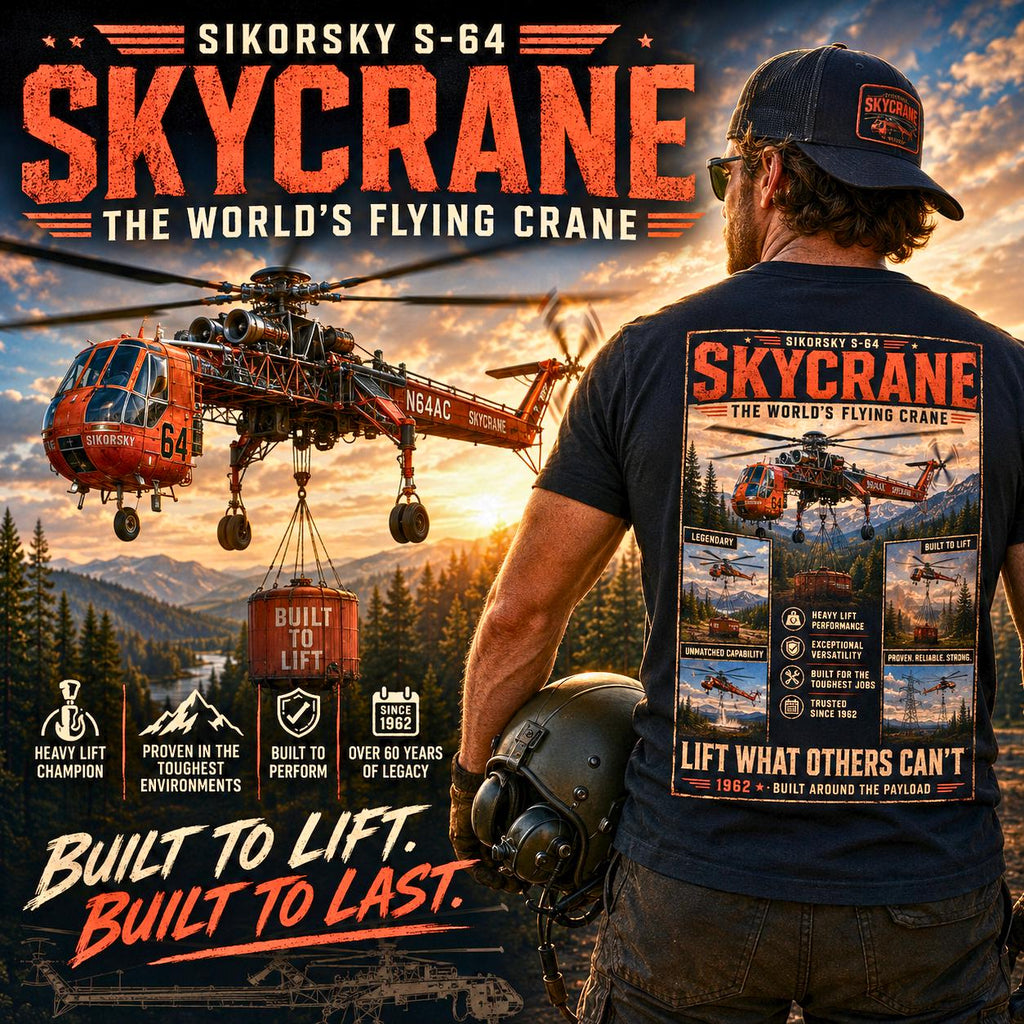 Sikorsky S-64 Skycrane Shirt | Flying Crane Heavy Lift Helicopter Tee