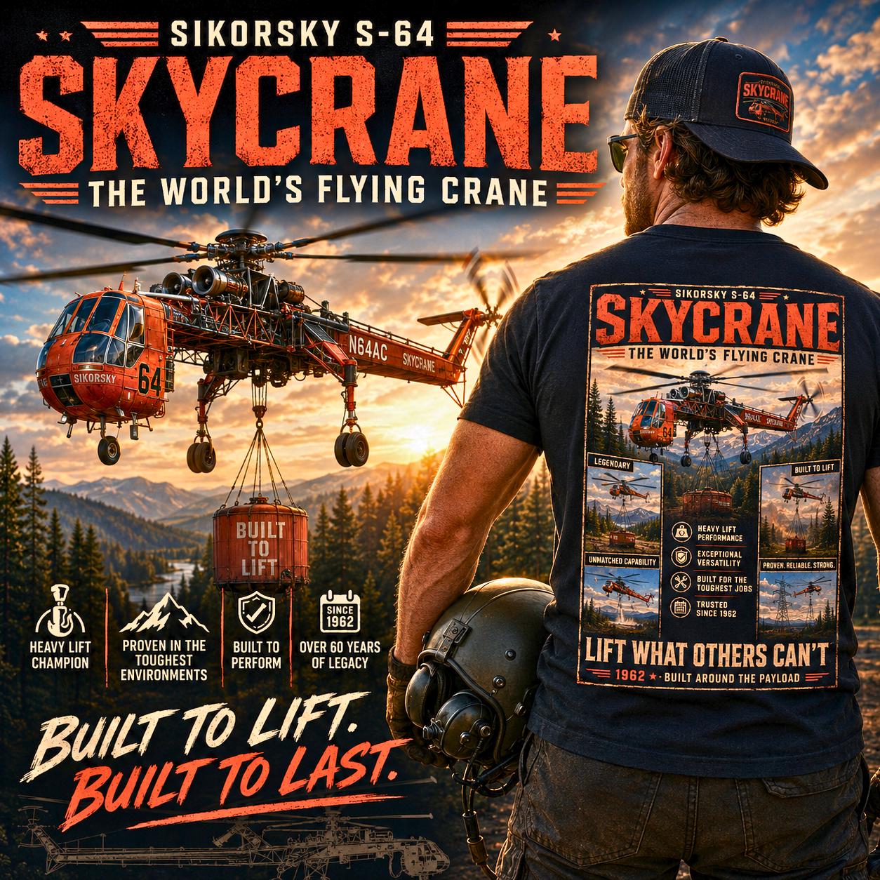 Sikorsky S-64 Skycrane Shirt | Flying Crane Heavy Lift Helicopter Tee