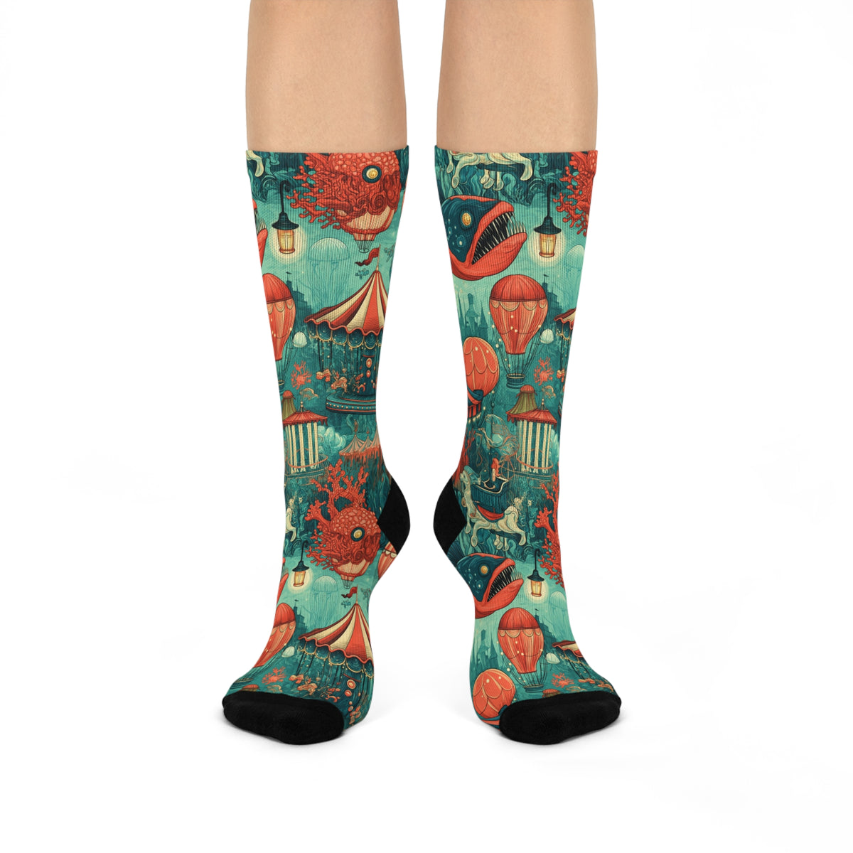 Deep Sea Carnival Crew Socks | Anglerfish Coral & Carousel