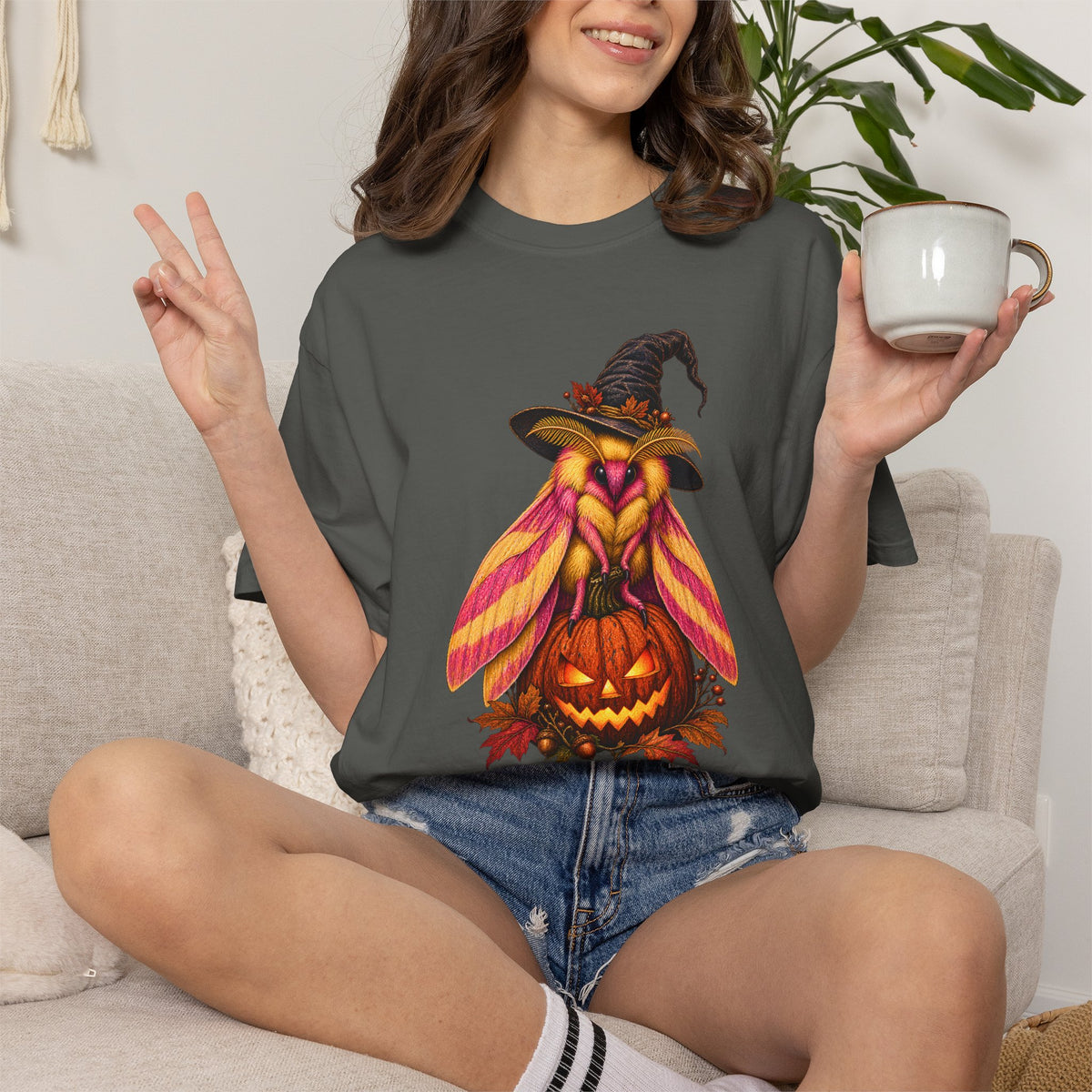 Halloween Moth Shirt, Spooky Moth T Shirt, Witchy Insect Graphic Tee, Vintage Comfort Colors Halloween Shirt