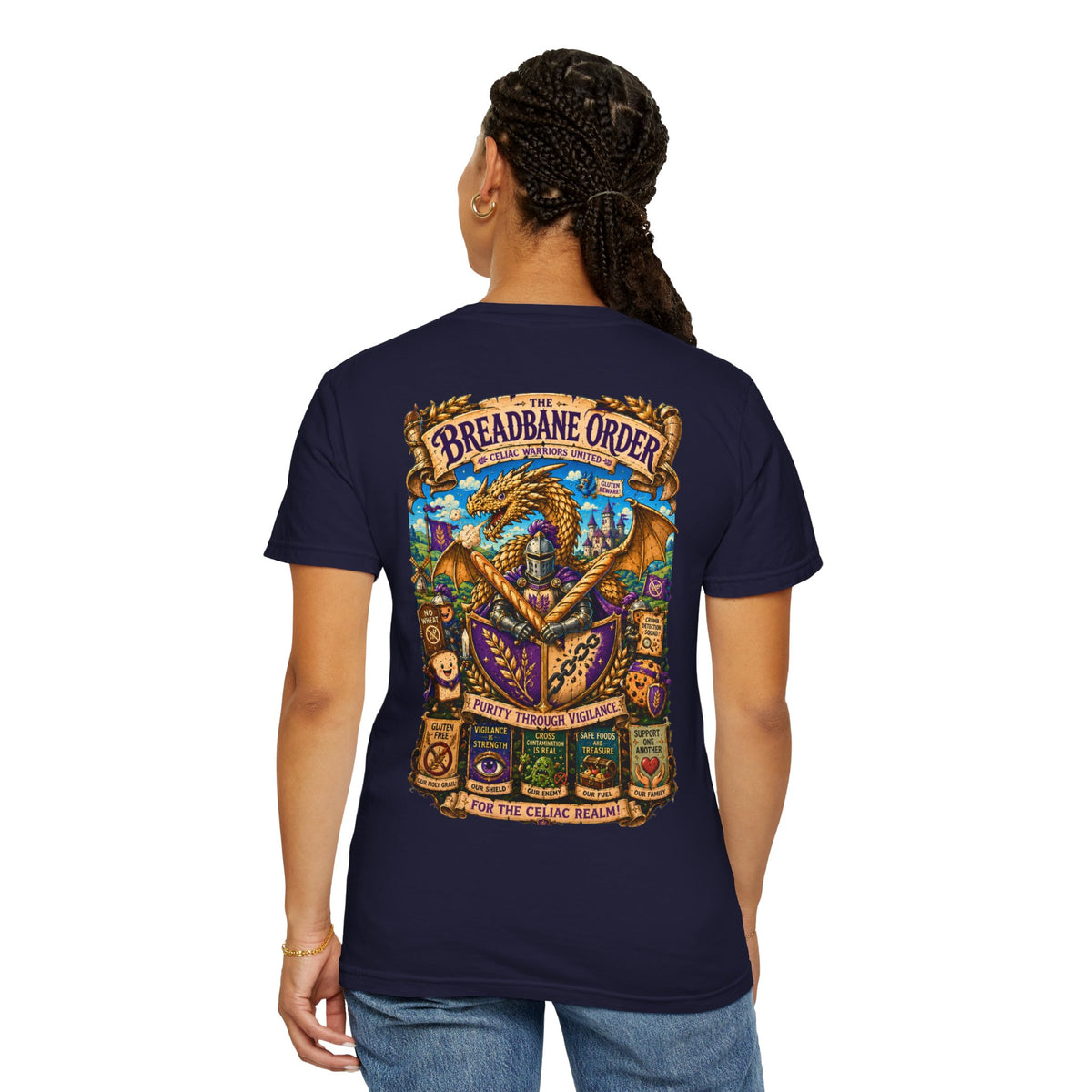 Celiac Shirt, Celiac Warriors United Tee, Gluten Free Fantasy Dragon Shirt, Celiac Awareness Gift, Breadbane Order Medieval Knight Tee