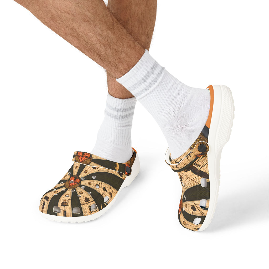 Tree Ring Circus Clogs | Woodland Carnival Art Shoes | Lightweight Ventilated Slip-On Footwear