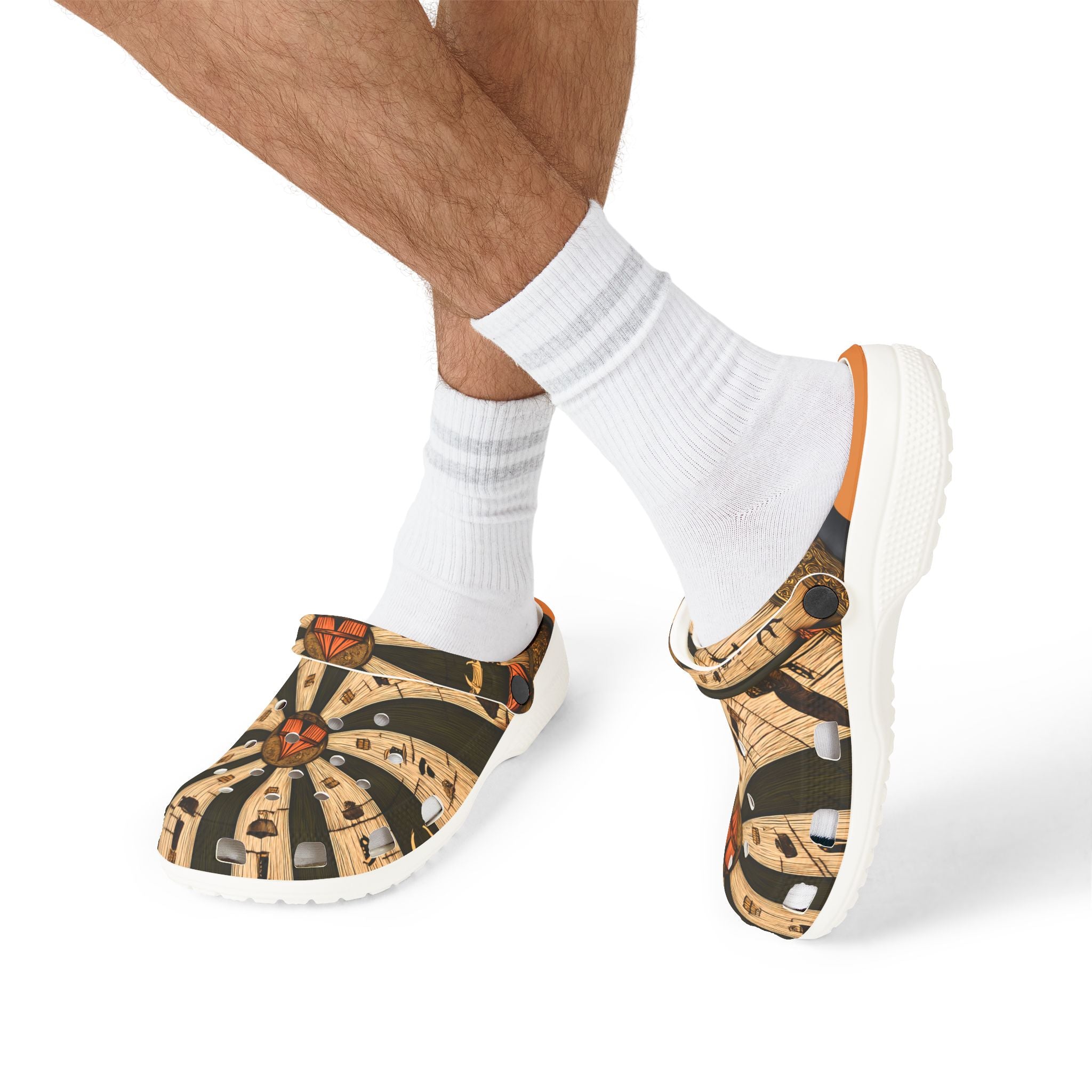 Tree Ring Circus Clogs | Woodland Carnival Art Shoes | Lightweight Ventilated Slip-On Footwear