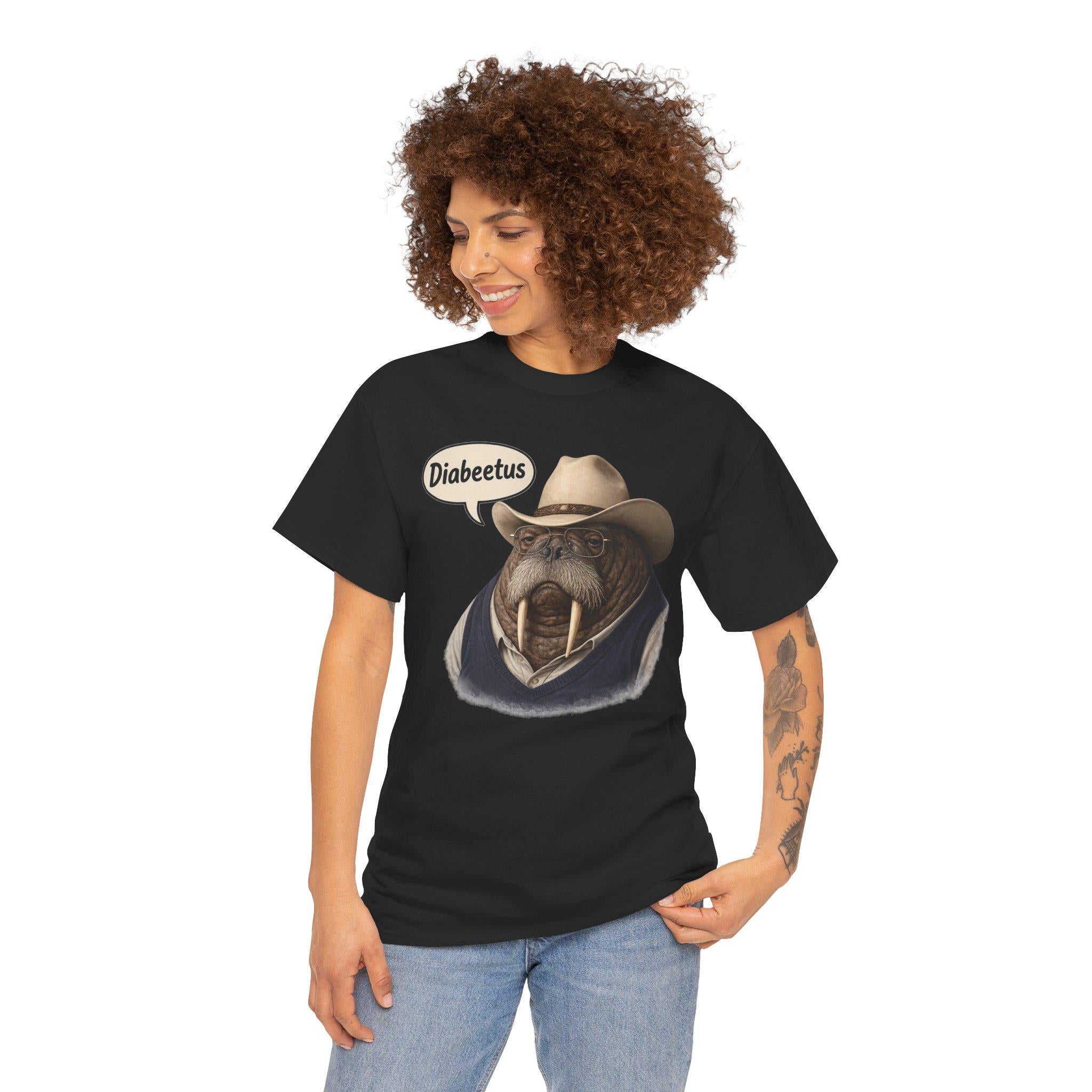 Funny Walrus Cowboy Shirt, Diabetes Humor Western Graphic Tee