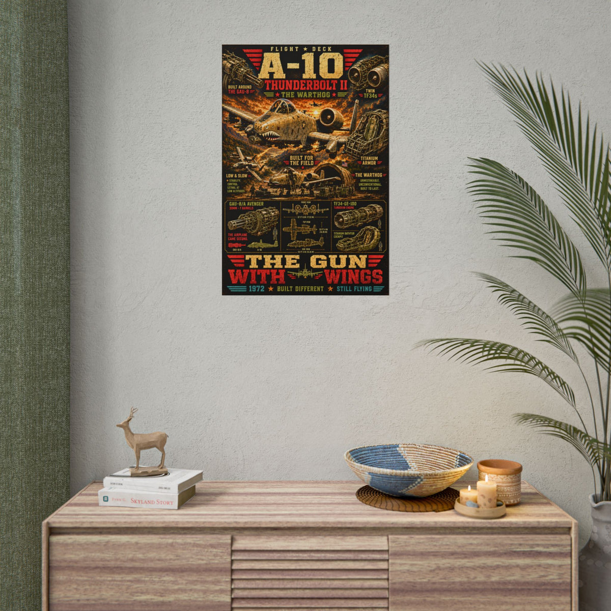 A-10 Warthog Poster, Thunderbolt II Aviation Wall Art, Military Aircraft Print, Fighter Jet Decor, Air Force Pilot Gift, Flight Deck