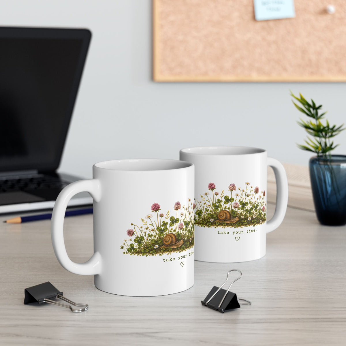 Woodland Snail with Wildflowers Mug | Floral Nature Ceramic Mug