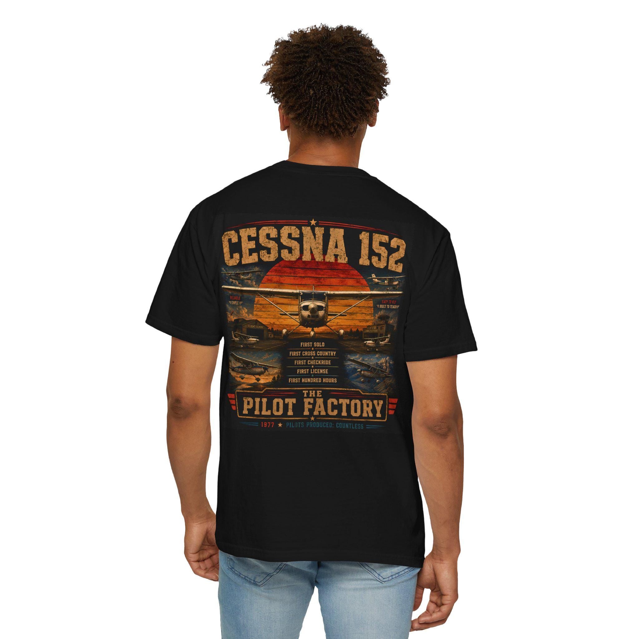 Cessna 152 The Pilot Factory Aviation T-Shirt | Vintage Flight School Trainer Pilot Gift