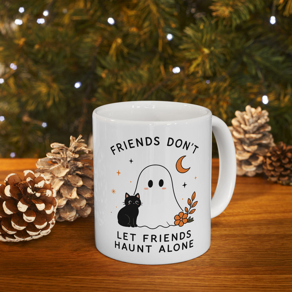 Friendship Ghost and Cat Mug | Ceramic Coffee Cup