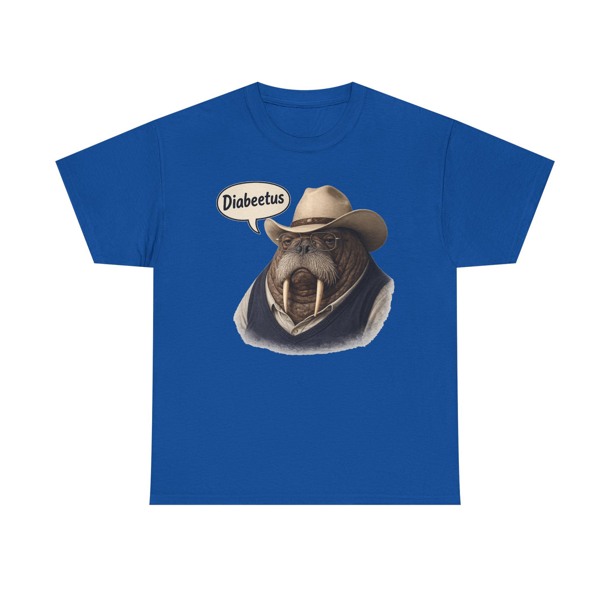 Funny Walrus Cowboy Shirt, Diabetes Humor Tee, Western Walrus Graphic Tee, Meme Shirt, Gift for Him Her, Vintage Style Animal Shirt