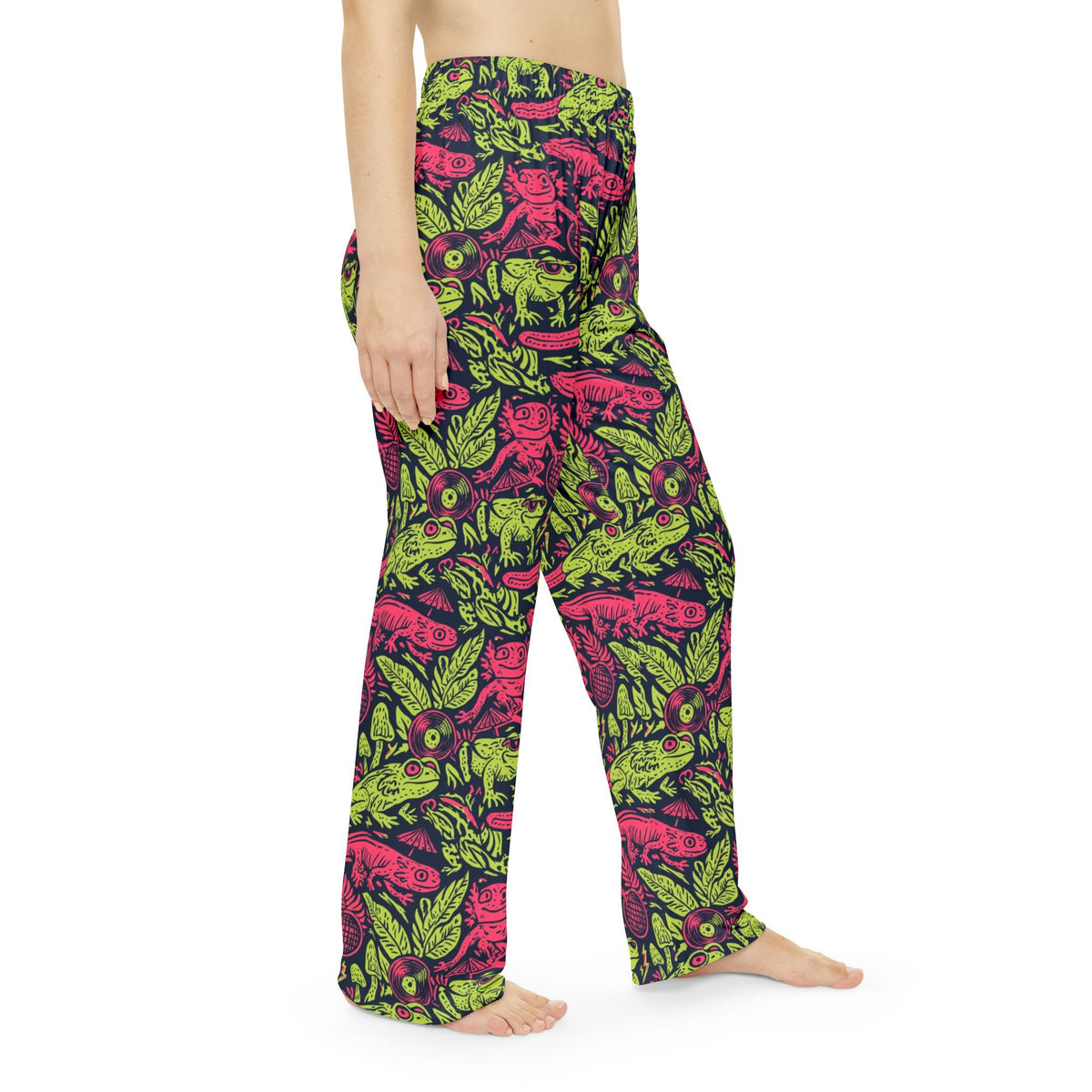 Neon Jungle Frog Pajama Pants | Hot Pink Lime Amphibian Print