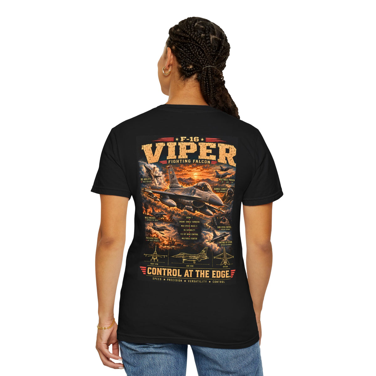 F-16 Viper Fighter Jet Graphic T-Shirt | Control At The Edge