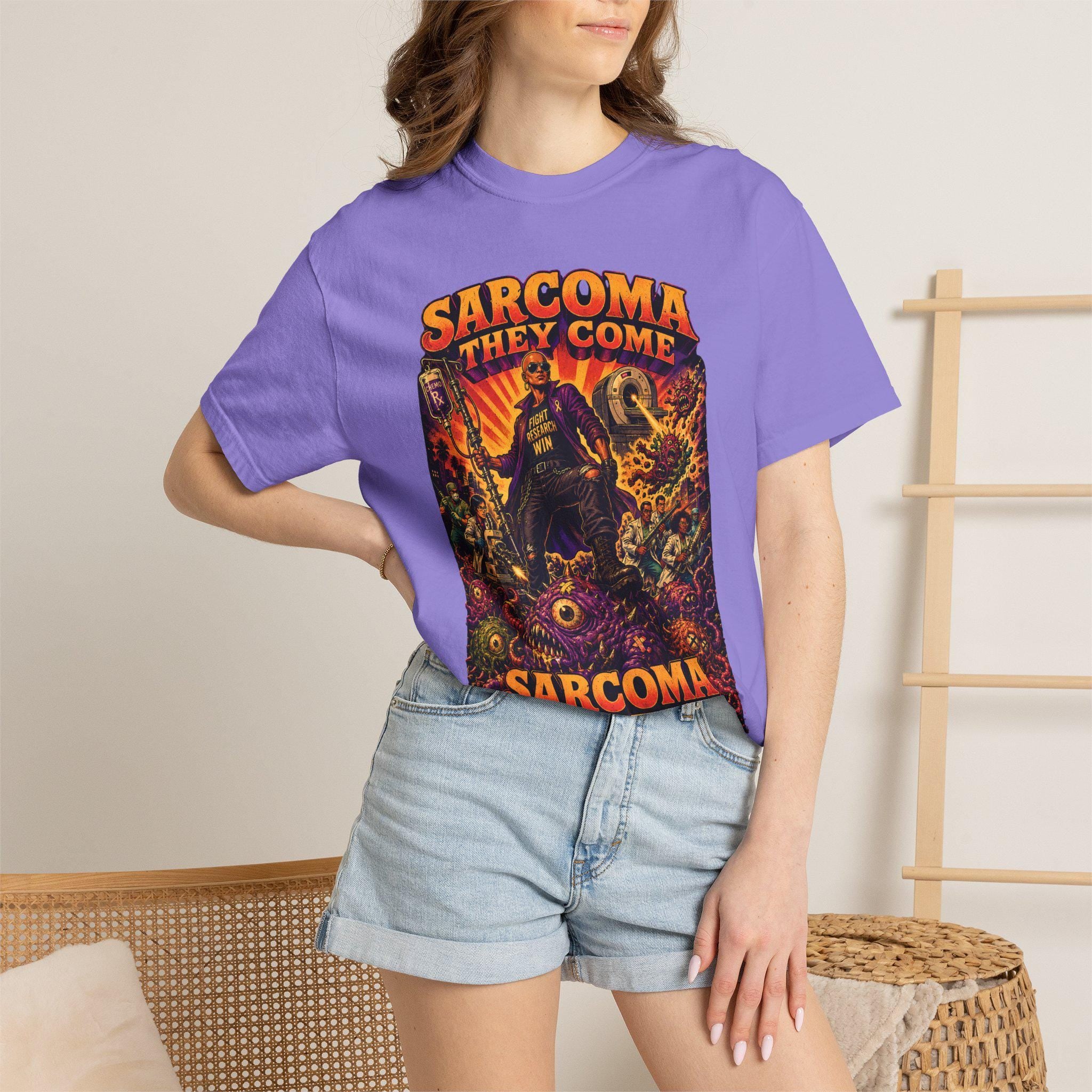 Sarcoma They Come They Fall Fight Research Shirt, Vintage Horror Tee