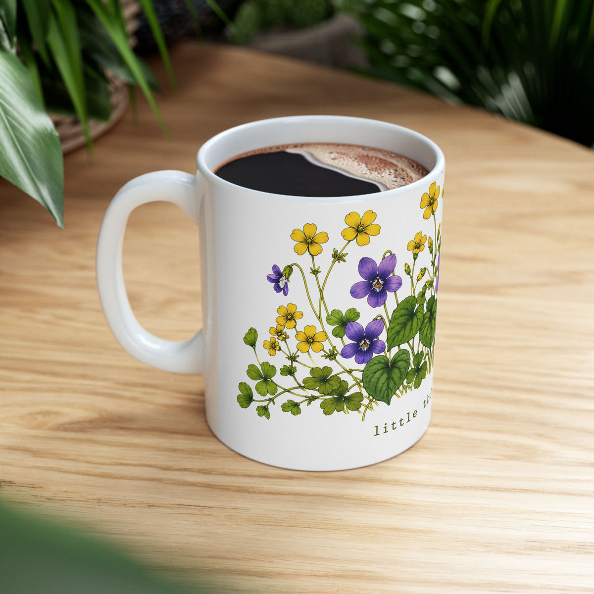 Little Things Big Joy Ceramic Mug | Violet and Wood Sorrel Coffee Mug | Nature Lover Gift | 11oz & 15oz