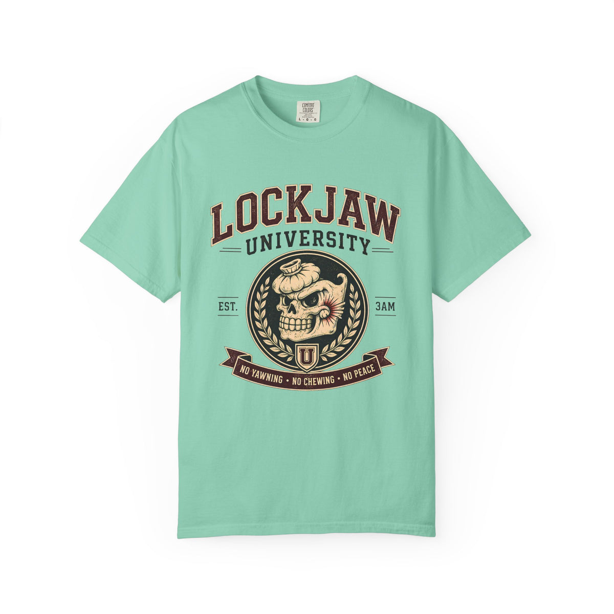LOCKJAW University Shirt, TMJ Shirt, Temporomandibular Joint Disorder Tee, Funny TMJ Tee, Night Grinder, Jaw Pain Humor