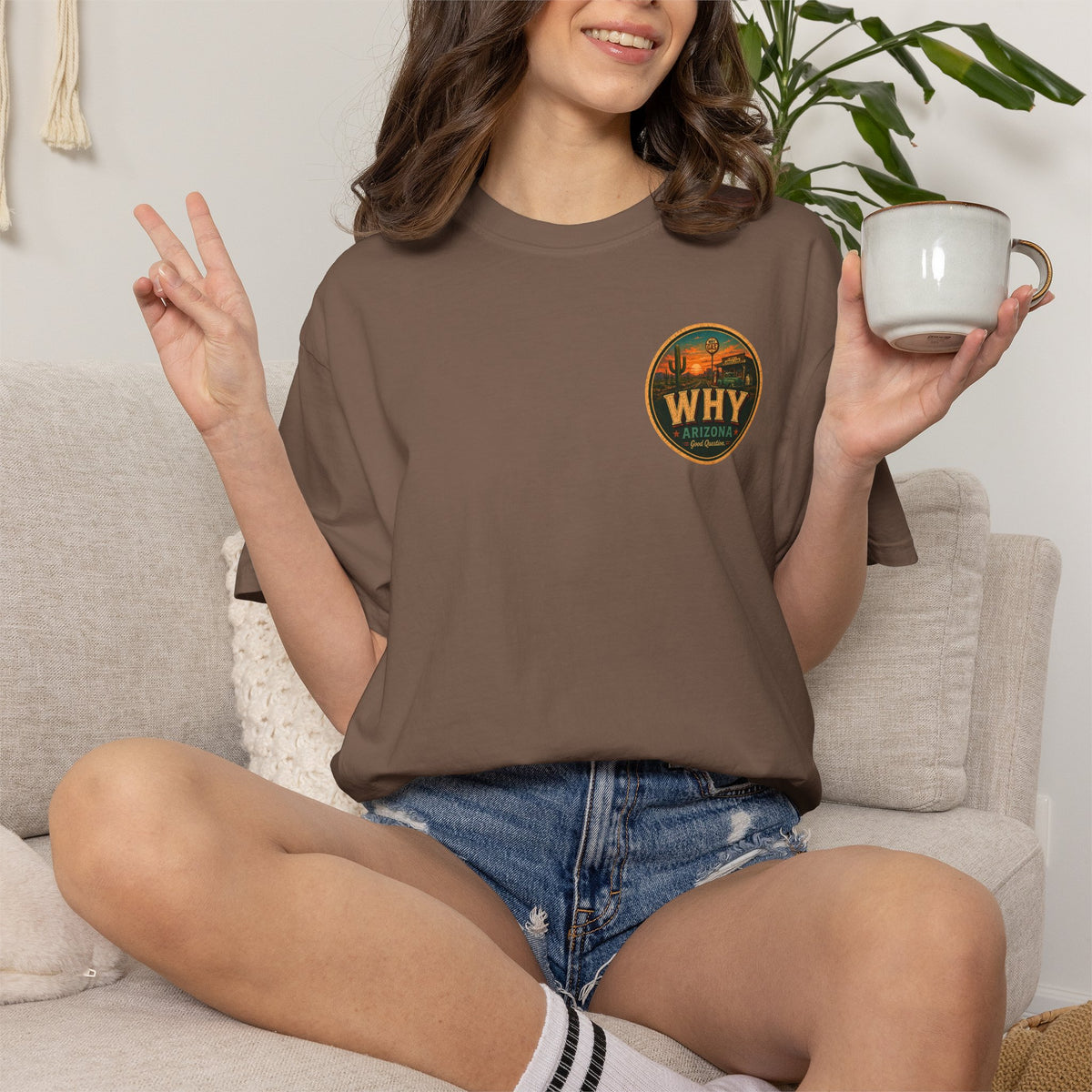 Greetings from WHY Arizona T-shirt | Road Trip Vintage Postcard Design
