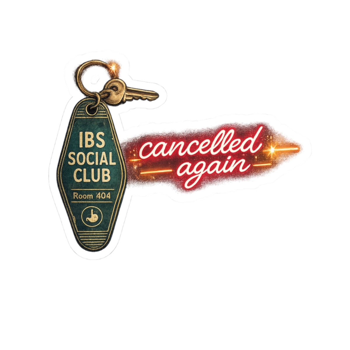 IBS Social Club Sticker, Cancelled Again Funny Stomach Humor Decal, Chronic Illness Meme Sticker