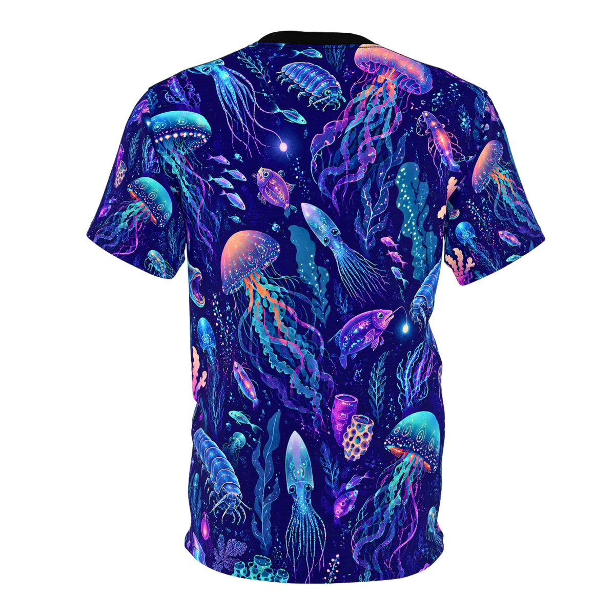 The Deep End Anglerfish Shirt | Bioluminescent Deep Sea Creatures | All Over Print Ocean Horror Tee | Weird Marine Life Gift